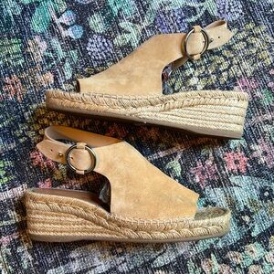 Rag & Bone Calla Wedge Sandal Espadrille - Size 39- Dune Suede - MSRP $395
